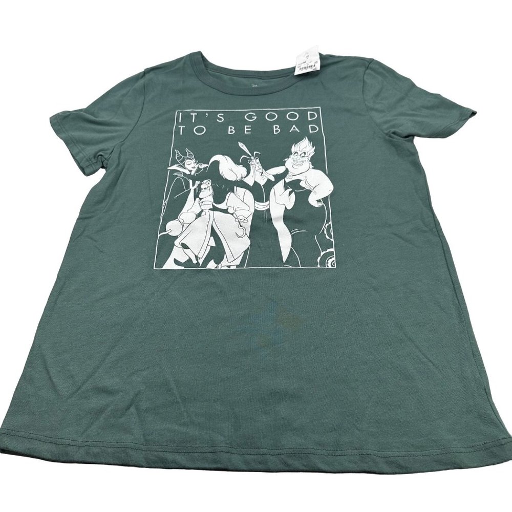 Disney Villains Women's Small It's Good To Be Bad Short Sleeve Tee Shirt Green